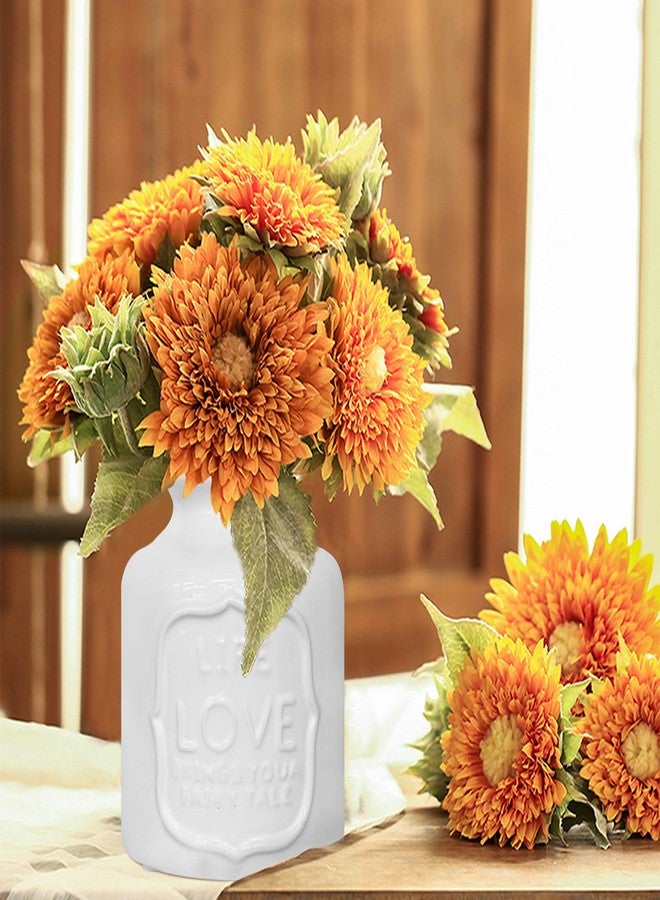 Fovasen French Style Country Love Flower Farmhouse Vase, White Ceramic Pencils Holder Milk Can Jug Vase Buckets Floral Centerpieces for Home Kitchen Festivals & Valentines Decorative Gift- 5.9" H - Image 5